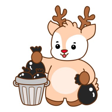 Şirin Geyik vektör simgesi. Komik bebek geyik hayvan serisi örnekleri. Yumuşak Geyik Tasarımlarının Hayatı.