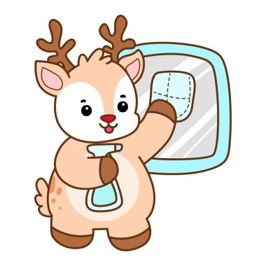 Şirin Geyik vektör simgesi. Komik bebek geyik hayvan serisi örnekleri. Yumuşak Geyik Tasarımlarının Hayatı.