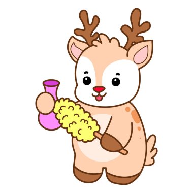 Şirin Geyik vektör simgesi. Komik bebek geyik hayvan serisi örnekleri. Yumuşak Geyik Tasarımlarının Hayatı.