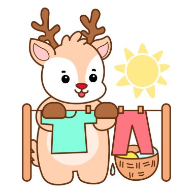 Şirin Geyik vektör simgesi. Komik bebek geyik hayvan serisi örnekleri. Yumuşak Geyik Tasarımlarının Hayatı.