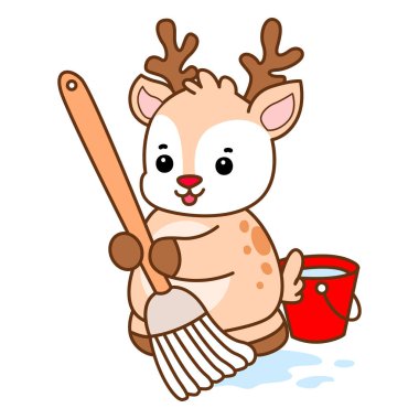 Şirin Geyik vektör simgesi. Komik bebek geyik hayvan serisi örnekleri. Yumuşak Geyik Tasarımlarının Hayatı.