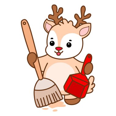 Şirin Geyik vektör simgesi. Komik bebek geyik hayvan serisi örnekleri. Yumuşak Geyik Tasarımlarının Hayatı.