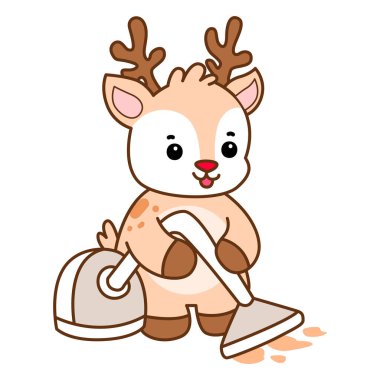 Şirin Geyik vektör simgesi. Komik bebek geyik hayvan serisi örnekleri. Yumuşak Geyik Tasarımlarının Hayatı.