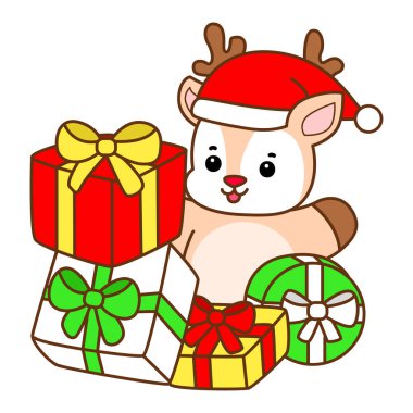 Şirin Geyik vektör simgesi. Komik bebek geyik hayvan serisi örnekleri. Yumuşak Geyik Tasarımlarının Hayatı.