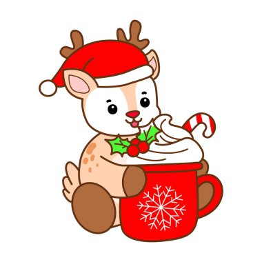 Şirin Geyik vektör simgesi. Komik bebek geyik hayvan serisi örnekleri. Yumuşak Geyik Tasarımlarının Hayatı.