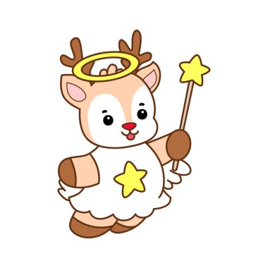 Şirin Geyik vektör simgesi. Komik bebek geyik hayvan serisi örnekleri. Yumuşak Geyik Tasarımlarının Hayatı.