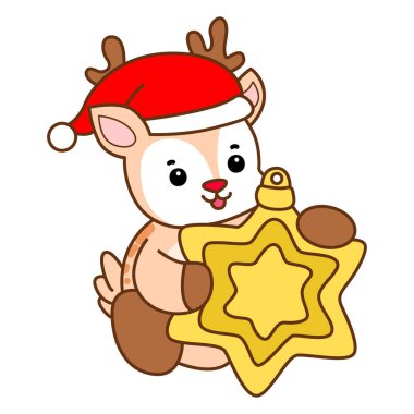 Şirin Geyik vektör simgesi. Komik bebek geyik hayvan serisi örnekleri. Yumuşak Geyik Tasarımlarının Hayatı.