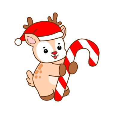 Şirin Geyik vektör simgesi. Komik bebek geyik hayvan serisi örnekleri. Yumuşak Geyik Tasarımlarının Hayatı.