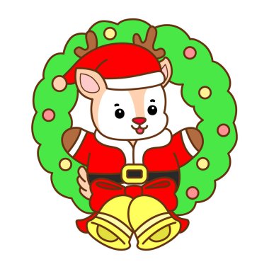 Şirin Geyik vektör simgesi. Komik bebek geyik hayvan serisi örnekleri. Yumuşak Geyik Tasarımlarının Hayatı.