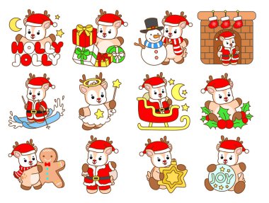 Şirin Geyik vektör simgesi. Komik bebek geyik hayvan serisi örnekleri. Yumuşak Geyik Tasarımlarının Hayatı.