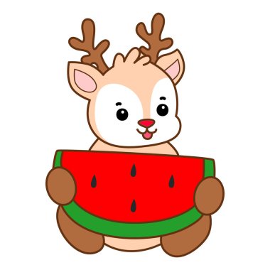 Şirin Geyik vektör simgesi. Komik bebek geyik hayvan serisi örnekleri. Yumuşak Geyik Tasarımlarının Hayatı.