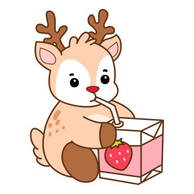 Şirin Geyik vektör simgesi. Komik bebek geyik hayvan serisi örnekleri. Yumuşak Geyik Tasarımlarının Hayatı.