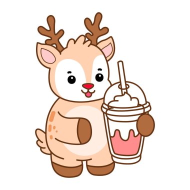 Şirin Geyik vektör simgesi. Komik bebek geyik hayvan serisi örnekleri. Yumuşak Geyik Tasarımlarının Hayatı.