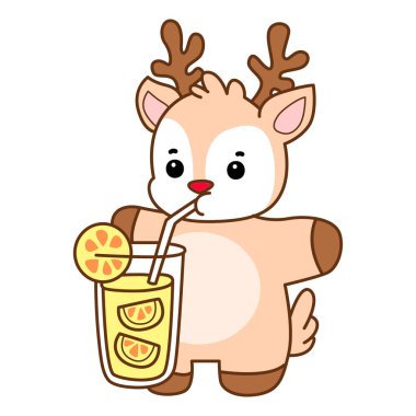 Şirin Geyik vektör simgesi. Komik bebek geyik hayvan serisi örnekleri. Yumuşak Geyik Tasarımlarının Hayatı.