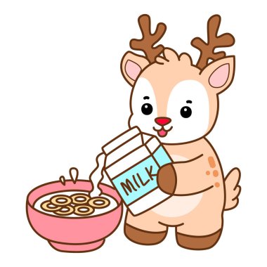 Şirin Geyik vektör simgesi. Komik bebek geyik hayvan serisi örnekleri. Yumuşak Geyik Tasarımlarının Hayatı.