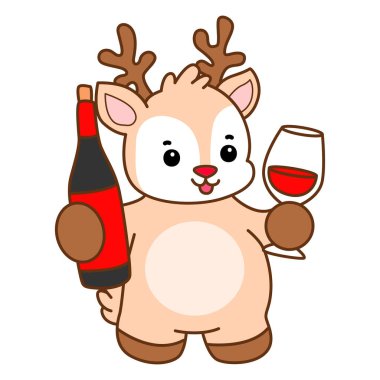 Şirin Geyik vektör simgesi. Komik bebek geyik hayvan serisi örnekleri. Yumuşak Geyik Tasarımlarının Hayatı.