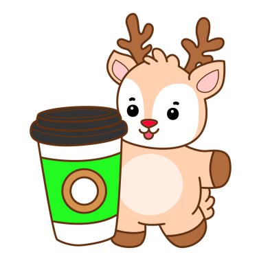 Şirin Geyik vektör simgesi. Komik bebek geyik hayvan serisi örnekleri. Yumuşak Geyik Tasarımlarının Hayatı.