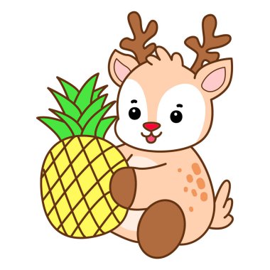 Şirin Geyik vektör simgesi. Komik bebek geyik hayvan serisi örnekleri. Yumuşak Geyik Tasarımlarının Hayatı.