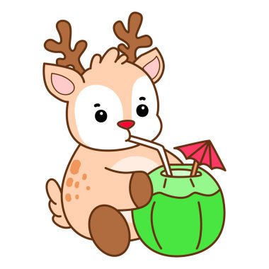 Şirin Geyik vektör simgesi. Komik bebek geyik hayvan serisi örnekleri. Yumuşak Geyik Tasarımlarının Hayatı.