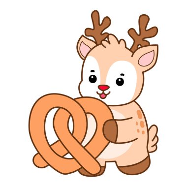 Şirin Geyik vektör simgesi. Komik bebek geyik hayvan serisi örnekleri. Yumuşak Geyik Tasarımlarının Hayatı.