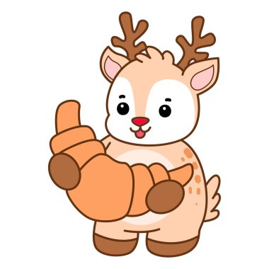 Şirin Geyik vektör simgesi. Komik bebek geyik hayvan serisi örnekleri. Yumuşak Geyik Tasarımlarının Hayatı.