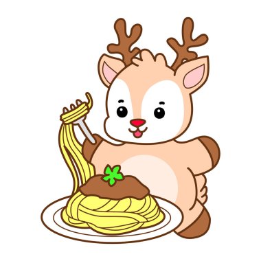 Şirin Geyik vektör simgesi. Komik bebek geyik hayvan serisi örnekleri. Yumuşak Geyik Tasarımlarının Hayatı.