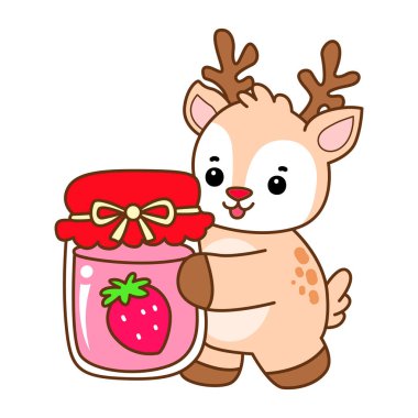 Şirin Geyik vektör simgesi. Komik bebek geyik hayvan serisi örnekleri. Yumuşak Geyik Tasarımlarının Hayatı.