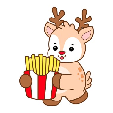 Şirin Geyik vektör simgesi. Komik bebek geyik hayvan serisi örnekleri. Yumuşak Geyik Tasarımlarının Hayatı.