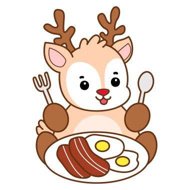 Şirin Geyik vektör simgesi. Komik bebek geyik hayvan serisi örnekleri. Yumuşak Geyik Tasarımlarının Hayatı.