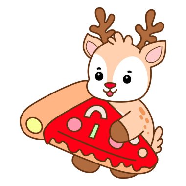 Şirin Geyik vektör simgesi. Komik bebek geyik hayvan serisi örnekleri. Yumuşak Geyik Tasarımlarının Hayatı.