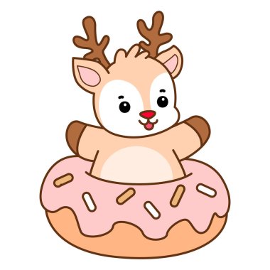 Şirin Geyik vektör simgesi. Komik bebek geyik hayvan serisi örnekleri. Yumuşak Geyik Tasarımlarının Hayatı.