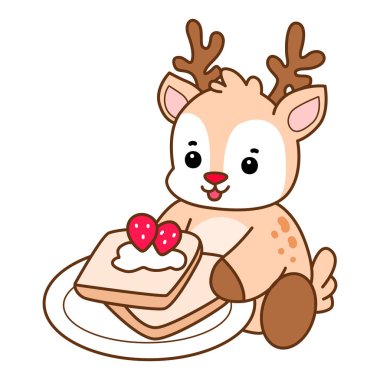 Şirin Geyik vektör simgesi. Komik bebek geyik hayvan serisi örnekleri. Yumuşak Geyik Tasarımlarının Hayatı.