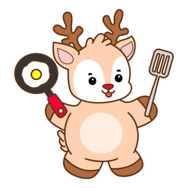 Şirin Geyik vektör simgesi. Komik bebek geyik hayvan serisi örnekleri. Yumuşak Geyik Tasarımlarının Hayatı.