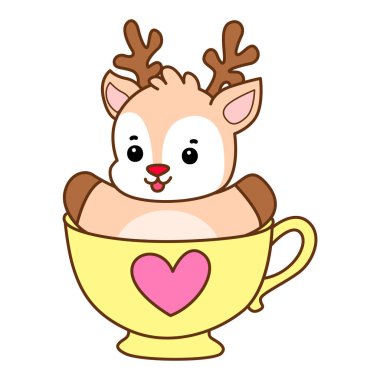 Şirin Geyik vektör simgesi. Komik bebek geyik hayvan serisi örnekleri. Yumuşak Geyik Tasarımlarının Hayatı.