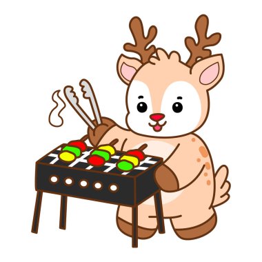 Şirin Geyik vektör simgesi. Komik bebek geyik hayvan serisi örnekleri. Yumuşak Geyik Tasarımlarının Hayatı.