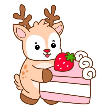 Şirin Geyik vektör simgesi. Komik bebek geyik hayvan serisi örnekleri. Yumuşak Geyik Tasarımlarının Hayatı.