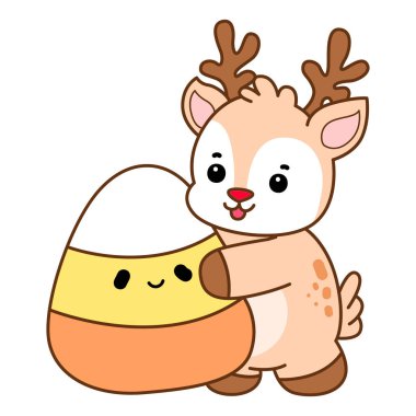 Şirin Geyik vektör simgesi. Komik bebek geyik hayvan serisi örnekleri. Yumuşak Geyik Tasarımlarının Hayatı.