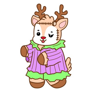 Şirin Geyik vektör simgesi. Komik bebek geyik hayvan serisi örnekleri. Yumuşak Geyik Tasarımlarının Hayatı.