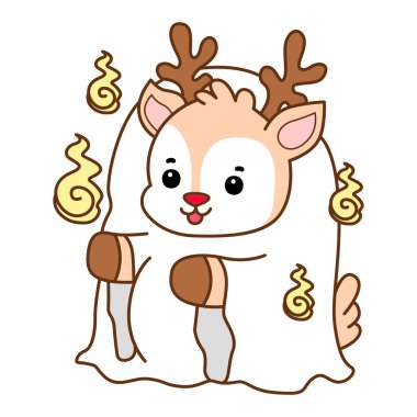 Şirin Geyik vektör simgesi. Komik bebek geyik hayvan serisi örnekleri. Yumuşak Geyik Tasarımlarının Hayatı.