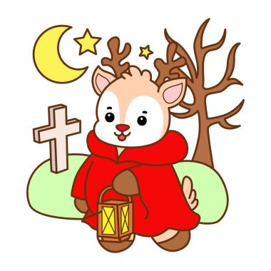 Şirin Geyik vektör simgesi. Komik bebek geyik hayvan serisi örnekleri. Yumuşak Geyik Tasarımlarının Hayatı.