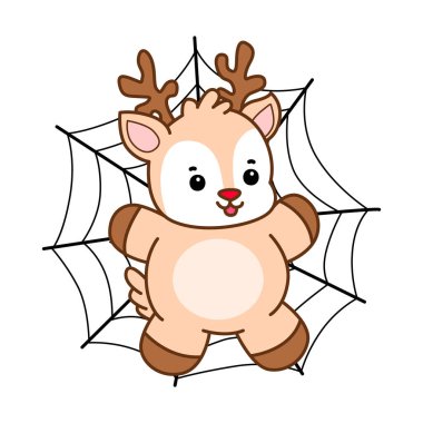 Şirin Geyik vektör simgesi. Komik bebek geyik hayvan serisi örnekleri. Yumuşak Geyik Tasarımlarının Hayatı.