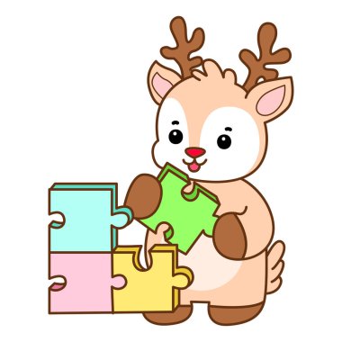 Şirin Geyik vektör simgesi. Komik bebek geyik hayvan serisi örnekleri. Yumuşak Geyik Tasarımlarının Hayatı.