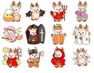 Şirin Geyik vektör simgesi. Komik bebek geyik hayvan serisi örnekleri. Yumuşak Geyik Tasarımlarının Hayatı.