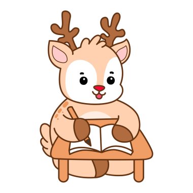 Şirin Geyik vektör simgesi. Komik bebek geyik hayvan serisi örnekleri. Yumuşak Geyik Tasarımlarının Hayatı.