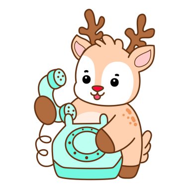 Şirin Geyik vektör simgesi. Komik bebek geyik hayvan serisi örnekleri. Yumuşak Geyik Tasarımlarının Hayatı.