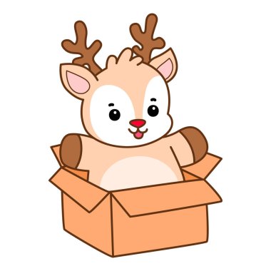 Şirin Geyik vektör simgesi. Komik bebek geyik hayvan serisi örnekleri. Yumuşak Geyik Tasarımlarının Hayatı.