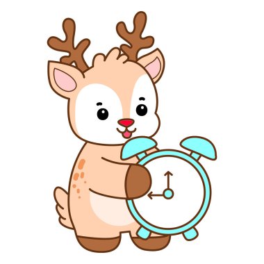 Şirin Geyik vektör simgesi. Komik bebek geyik hayvan serisi örnekleri. Yumuşak Geyik Tasarımlarının Hayatı.