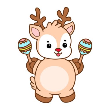 Şirin Geyik vektör simgesi. Komik bebek geyik hayvan serisi örnekleri. Yumuşak Geyik Tasarımlarının Hayatı.