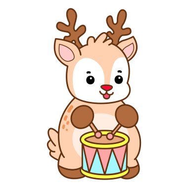 Şirin Geyik vektör simgesi. Komik bebek geyik hayvan serisi örnekleri. Yumuşak Geyik Tasarımlarının Hayatı.