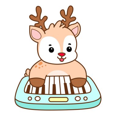 Şirin Geyik vektör simgesi. Komik bebek geyik hayvan serisi örnekleri. Yumuşak Geyik Tasarımlarının Hayatı.